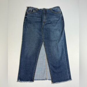 Juicy Couture Heart Rhinestone Pocket Denim Midi Skirt Blue Women's 6